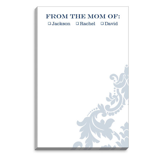 Blue Simple Damask Mommy Notepads